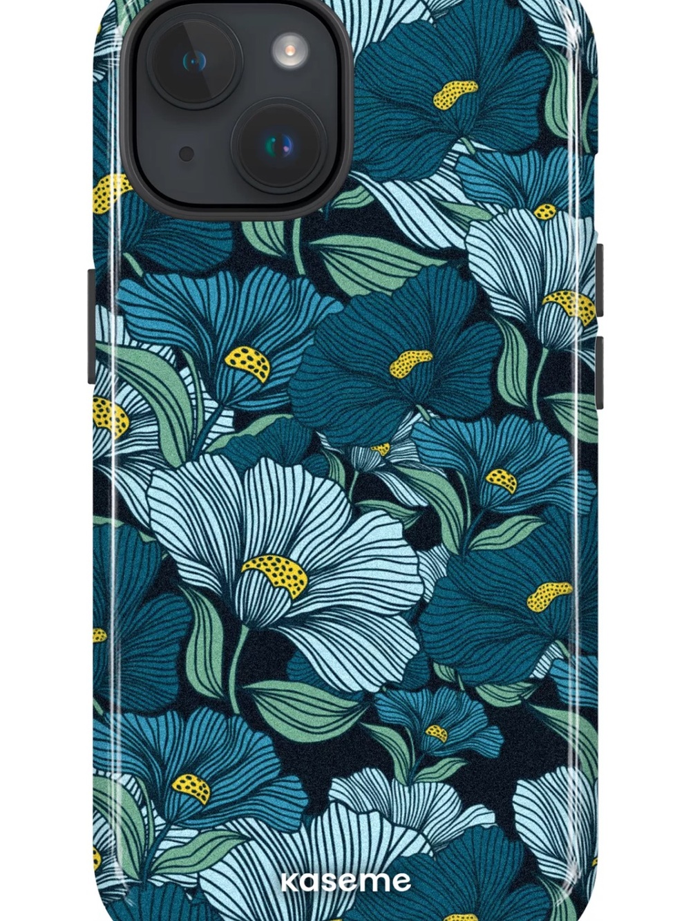 Teal Floral Protective Phone Case - Blue Green Flower Print - Pixel 7